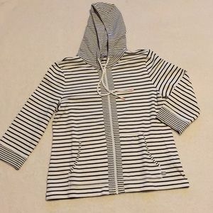Zipper sweatshirt with stripes and quarter sleeves
